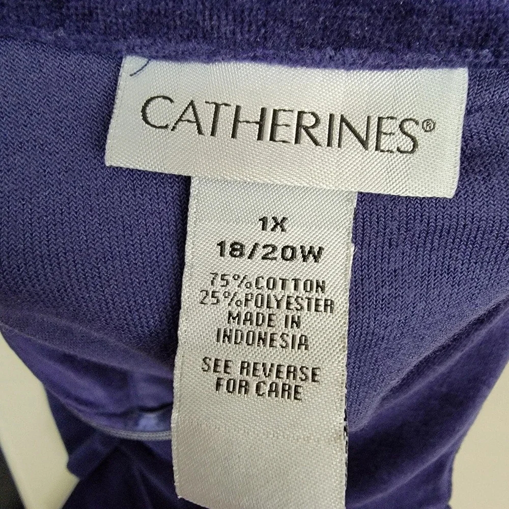Catherine's Jacket Blue Size 1X Full Zip Velvet Long Sleeve Plus Size Pockets‎